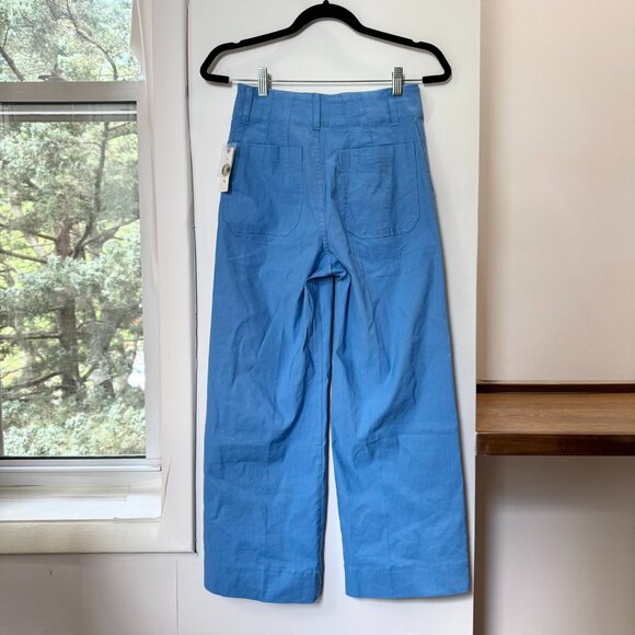 New Anthropologie Colette Linen Wide-Leg Pants Magic Fabric Sapphire Blue 30 - Picture 7 of 13